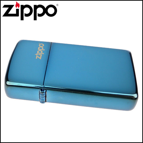 ZIPPO美系-LOGO字樣打火機~超質感Sapphire藍寶色鏡面