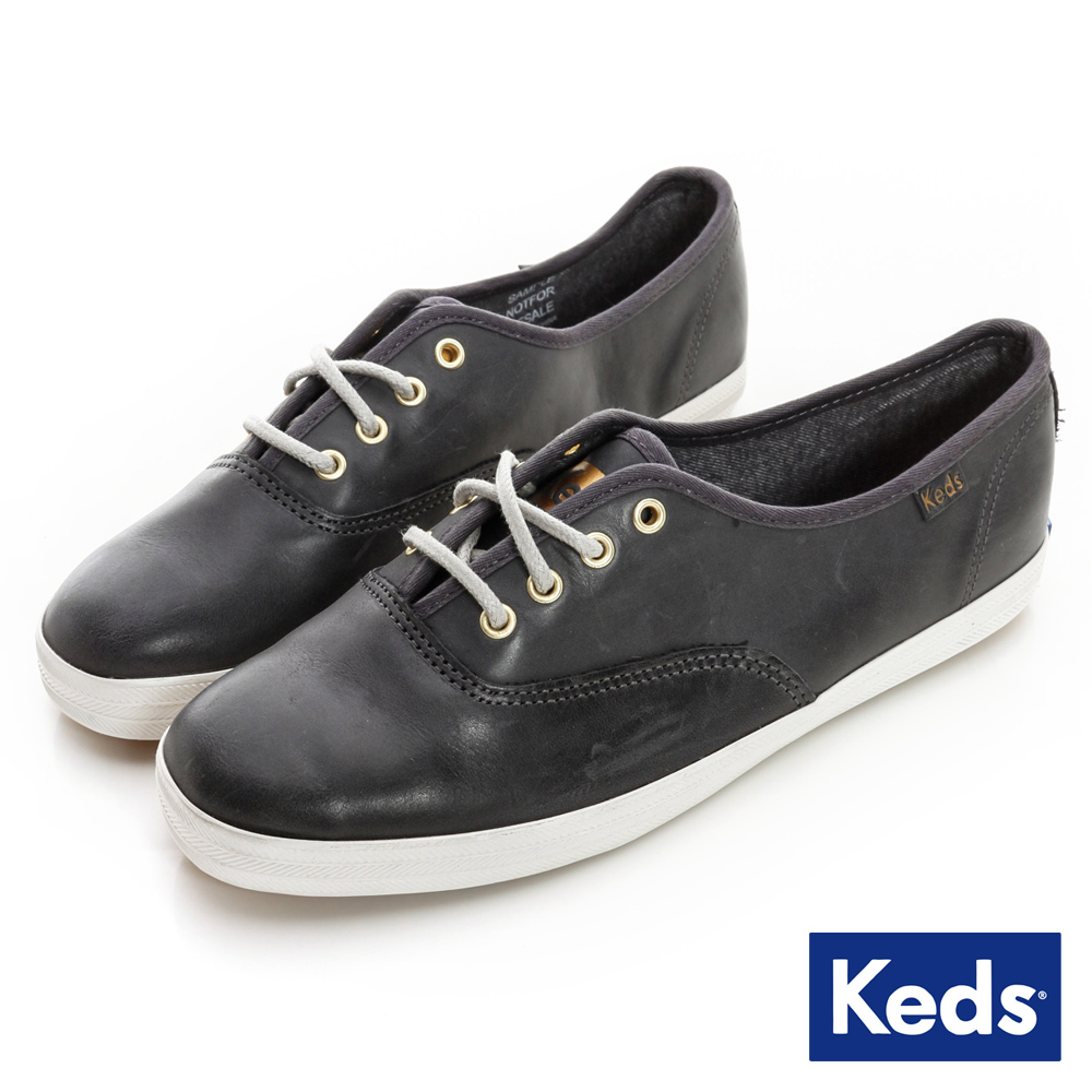 Keds 漸層皮革綁帶休閒鞋-鐵灰