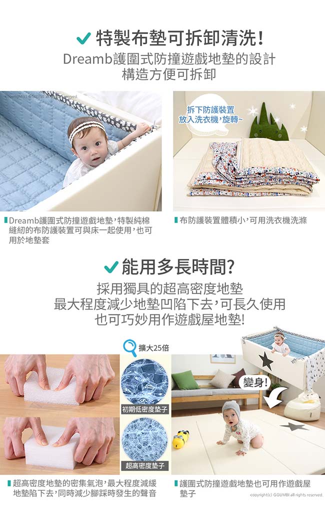 GGUMBI DreamB 韓國多功能圍欄地墊式嬰兒床-大星星