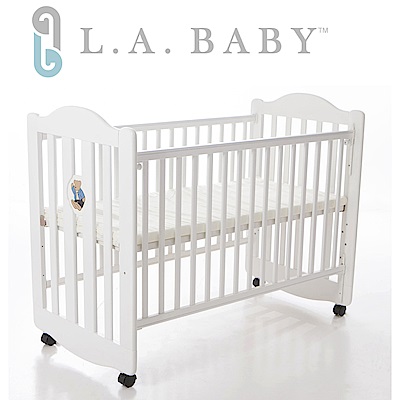 【美國 L.A. Baby】凱麗熊搖擺中小嬰兒床/原木 (白色)
