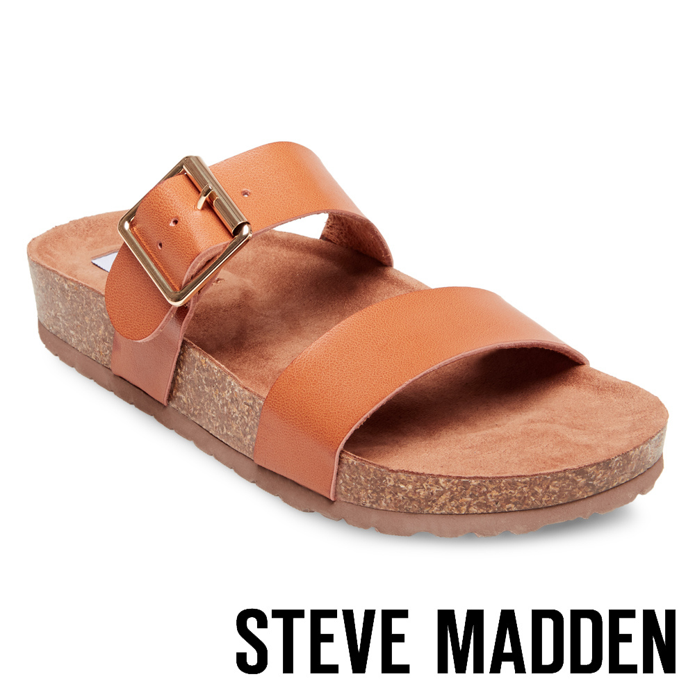 STEVE MADDEN-BRUNO-經典雙帶平底拖鞋-棕色