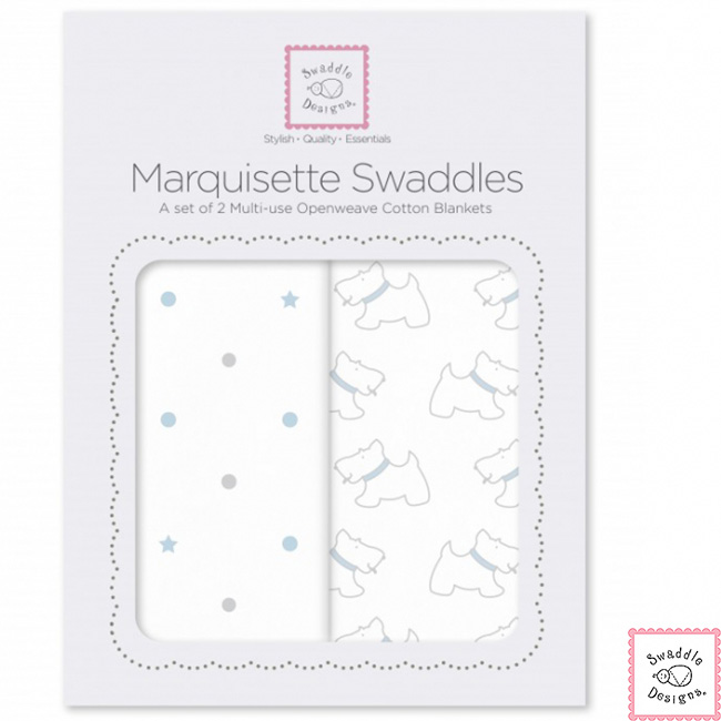 Swaddle Designs 多用途嬰兒包巾2入彌月禮盒組-狗狗點點