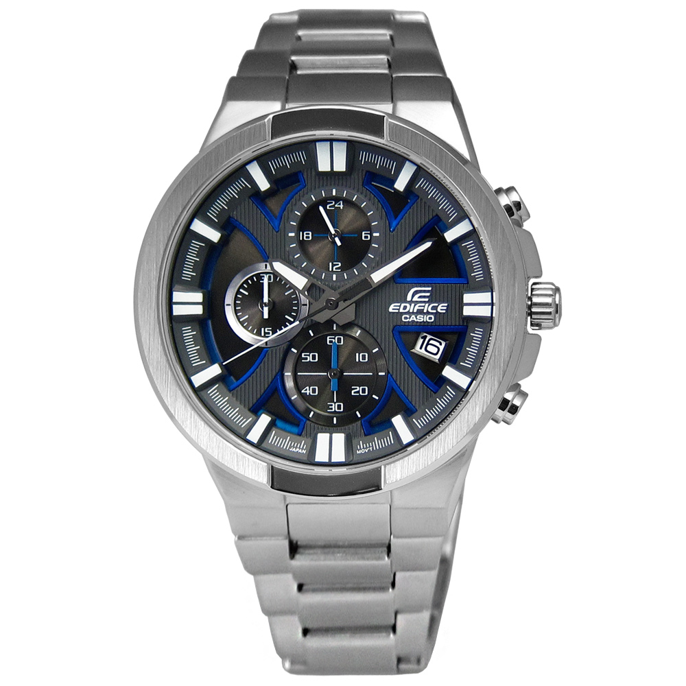 EDIFICE 特種菁英三環計時腕錶(EFR-544D-1A2)-灰x藍/47.9mm