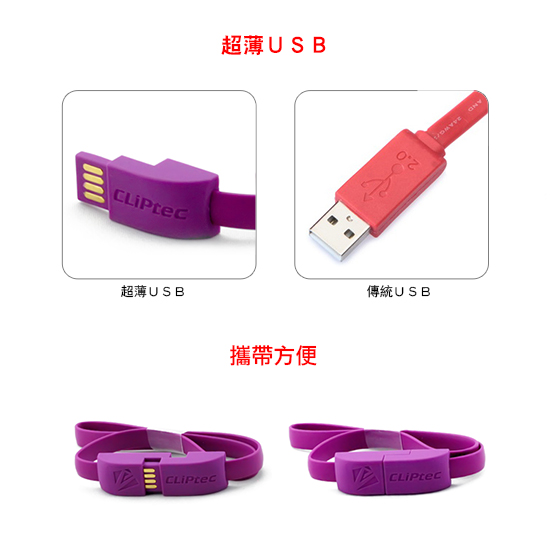 CLiPtec手圈式USB2.0轉MicroUSB連接線