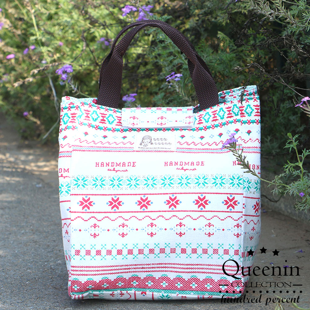 DF Queenin - 溫馨可愛款便當袋保溫袋野餐袋-共3色