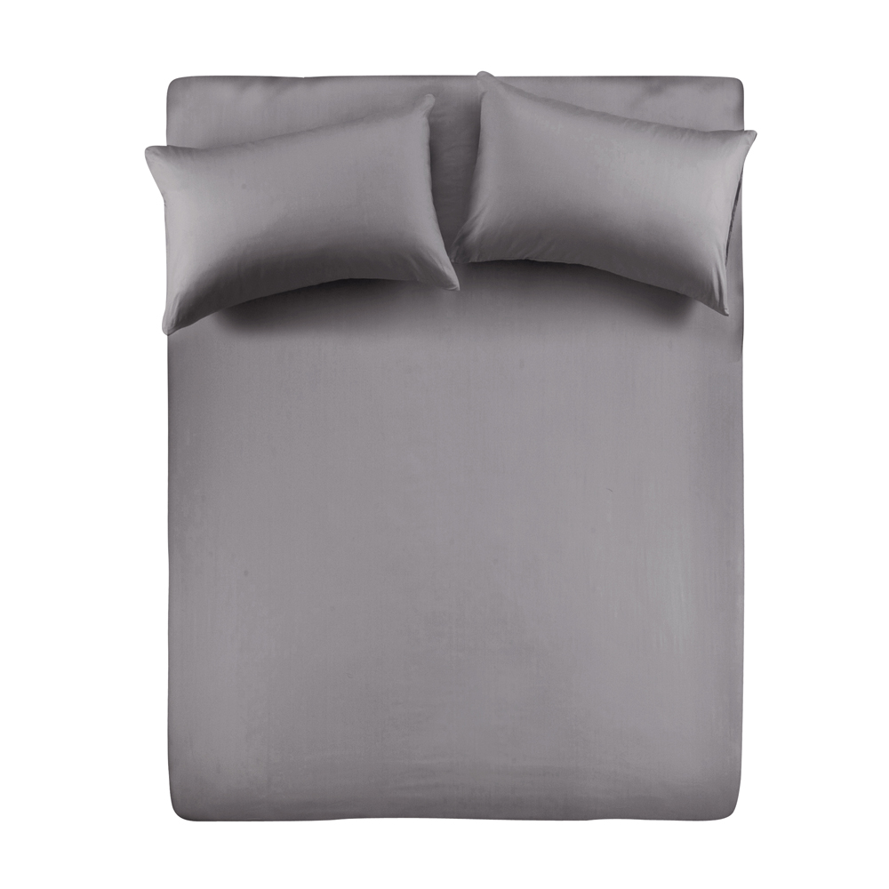 義大利Famttini-典藏原色 加大三件式精梳棉床包組-灰色