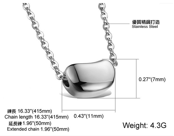 JINCHEN 白鋼相思豆項鍊-銀色