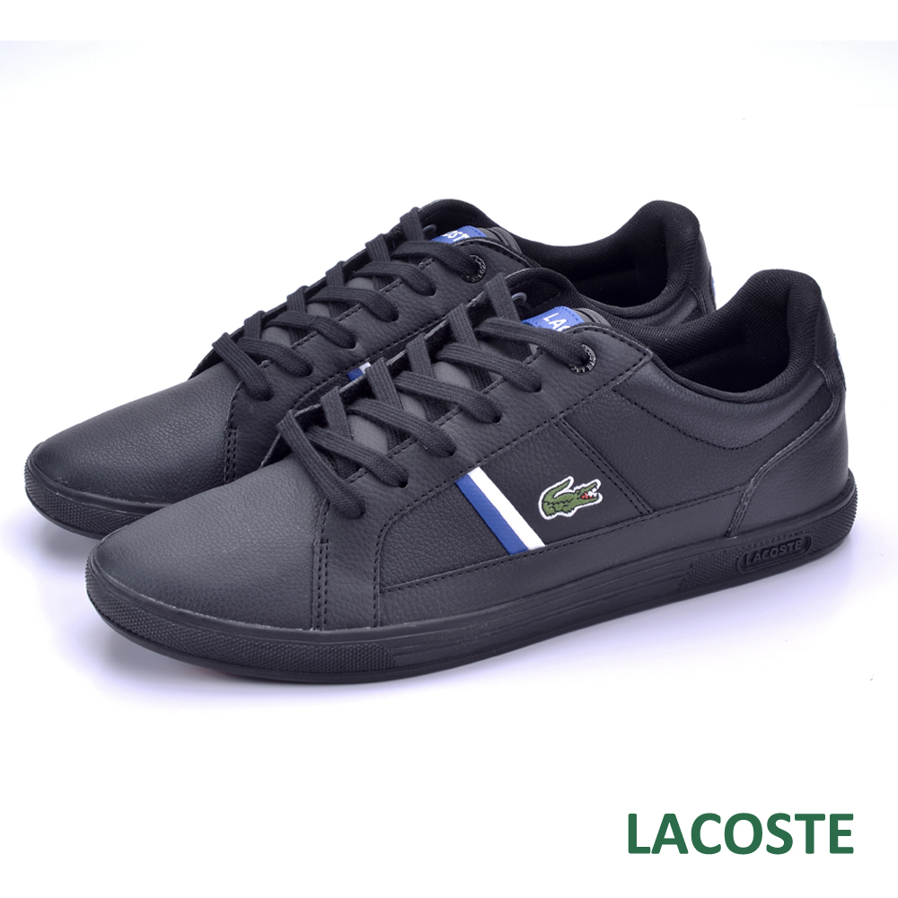 LACOSTE 男用真皮休閒運動鞋-黑色