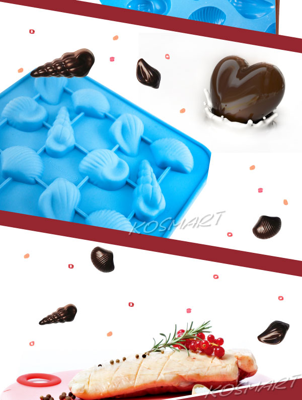 Siliconezone 施理康耐熱貝殼造型巧克力模/冰模-藍色