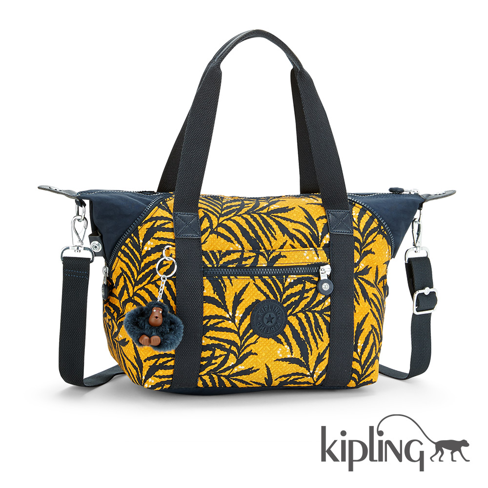 Kipling 斜背包 熱情棕梠葉-中