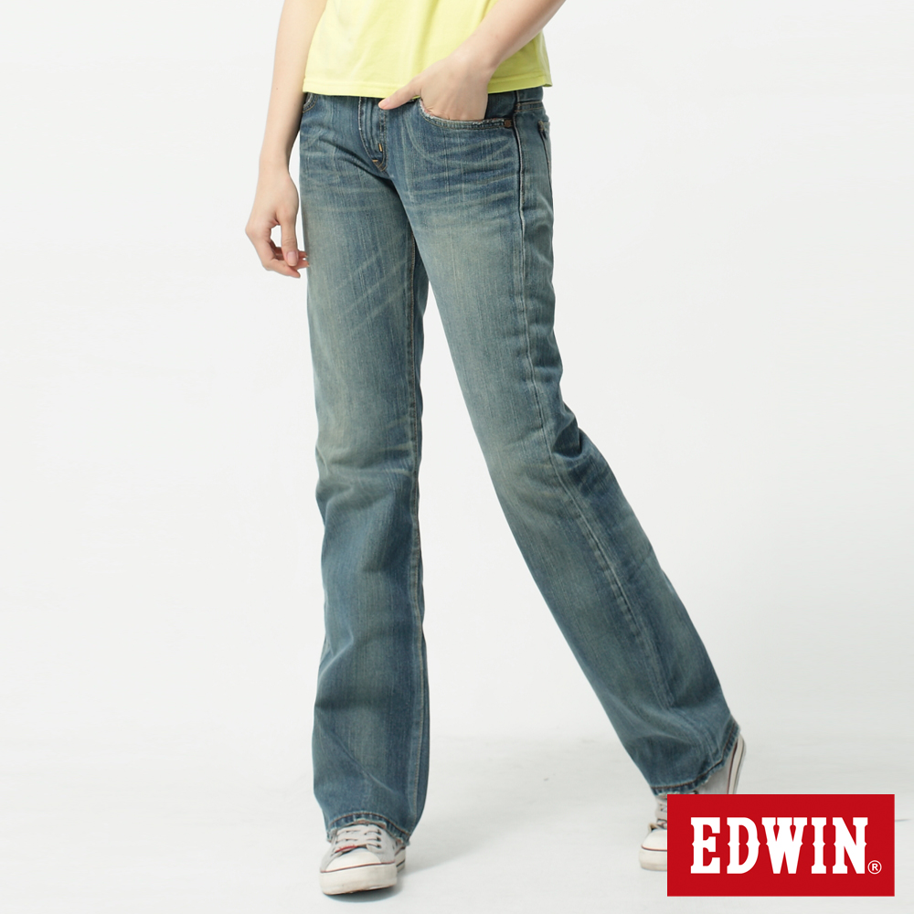 EDWIN MISS 503RV中直筒牛仔褲-女-拔洗藍