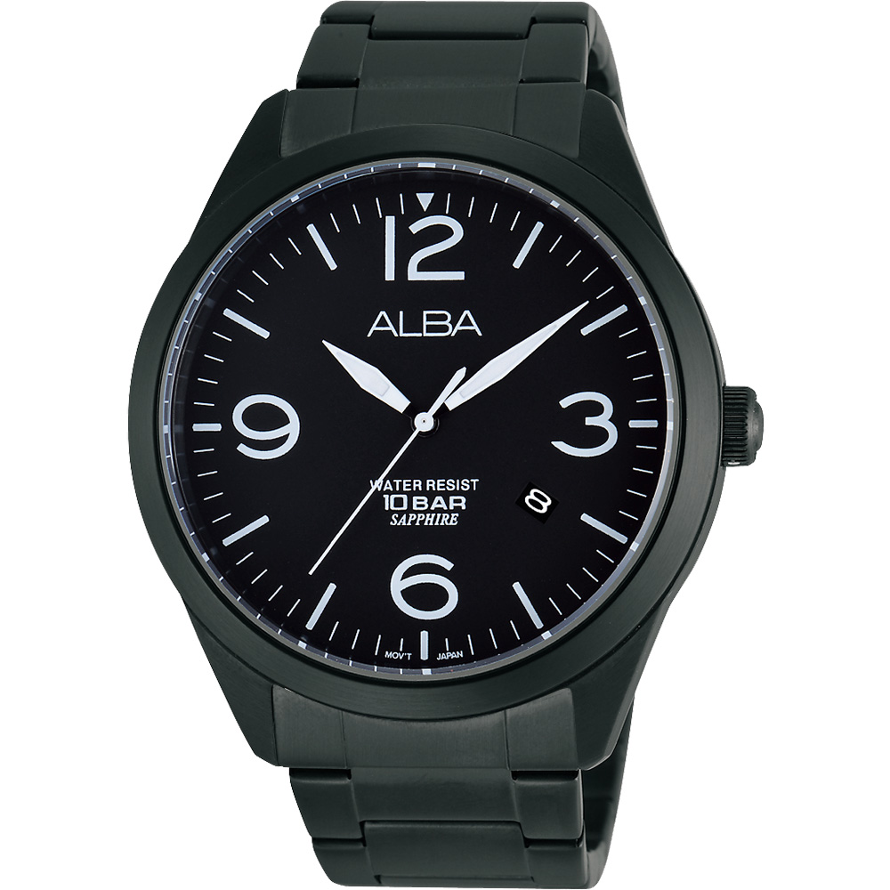 ALBA 街頭玩酷時尚藍寶石水晶腕錶 年終送禮-IP黑/44mm (AS9763X1/VJ42-X126SD)