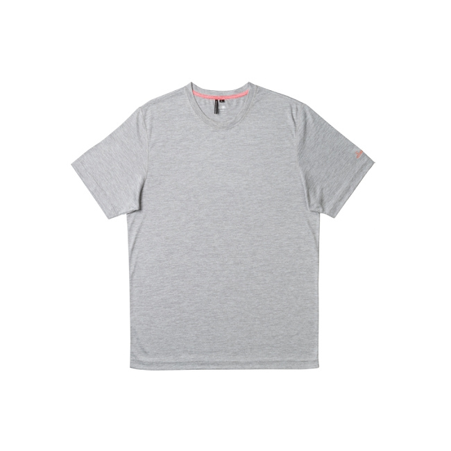 SASAKI 抗紫外線速乾吸排功能休閒圓領短衫-男-灰/豔桔