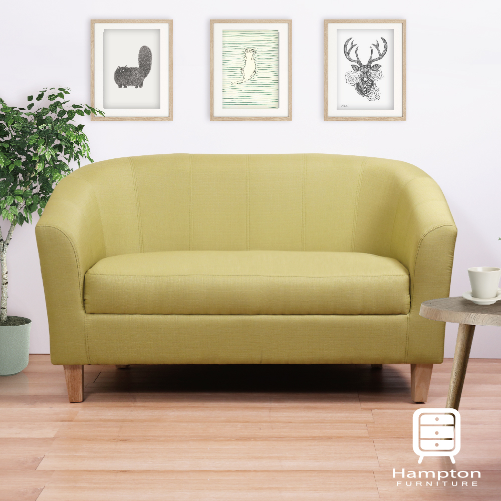 漢妮Hampton莫里斯布面雙人椅-綠色-原木色腳/兩人座沙發/雙人沙發