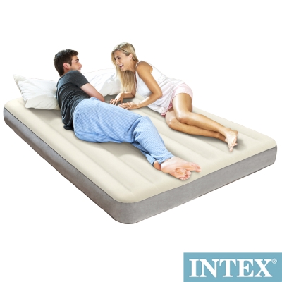 INTEX 新型氣柱-雙人植絨充氣床墊-寬152cm (64709)