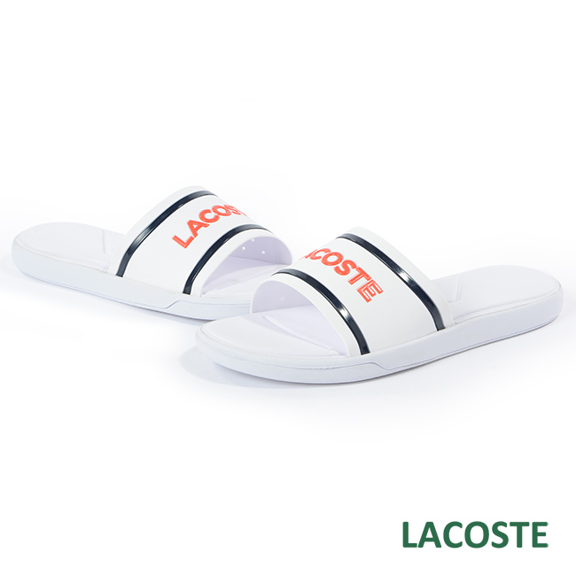 LACOSTE 女用拖鞋-白/橘