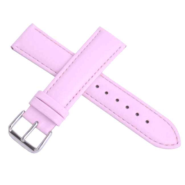 進口高級牛皮素面壓紋通用型錶帶-淺粉紅色