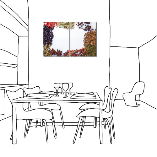 美學365-兩聯直幅有機果實種子餐廳烘焙掛鐘無框畫掛畫-果實-30x40cm