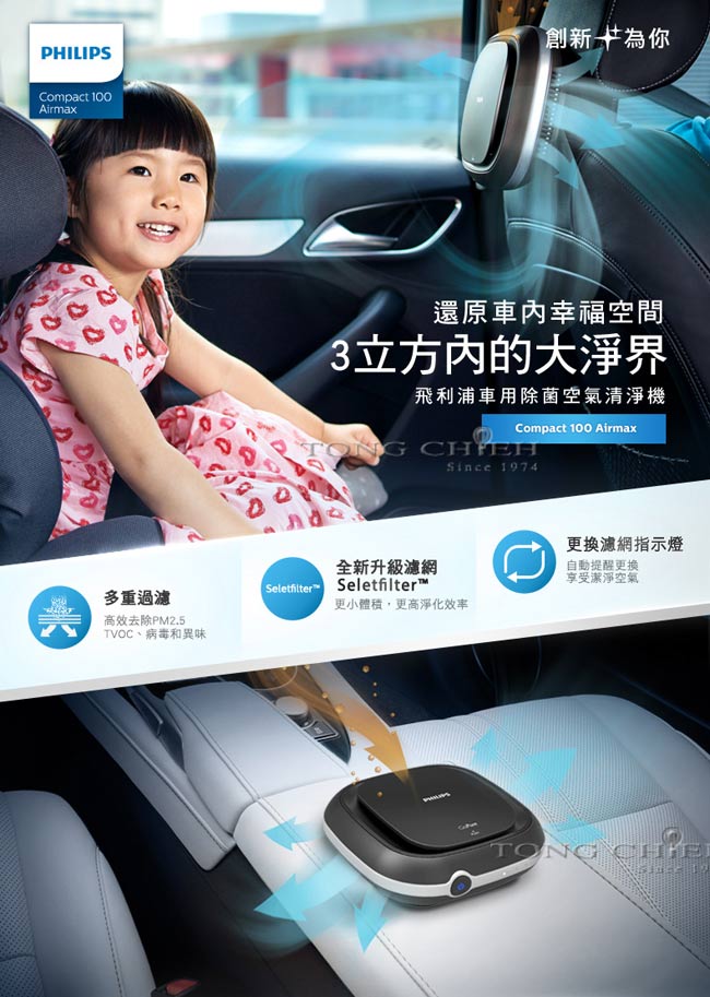 PHILIPS飛利浦車用除菌空氣清淨機GPC100 Airmax進階版