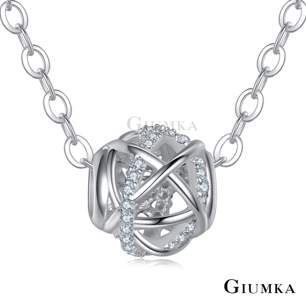 GIUMKA 925純銀項鍊墜鍊 簡約立體鏤空小圓圈-銀色