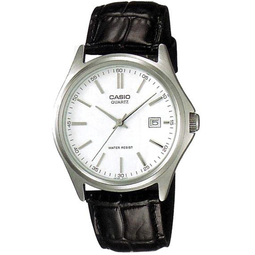 CASIO 羅馬時尚精緻紳士皮帶腕錶(MTP-1183E-7A)-銀白/37mm