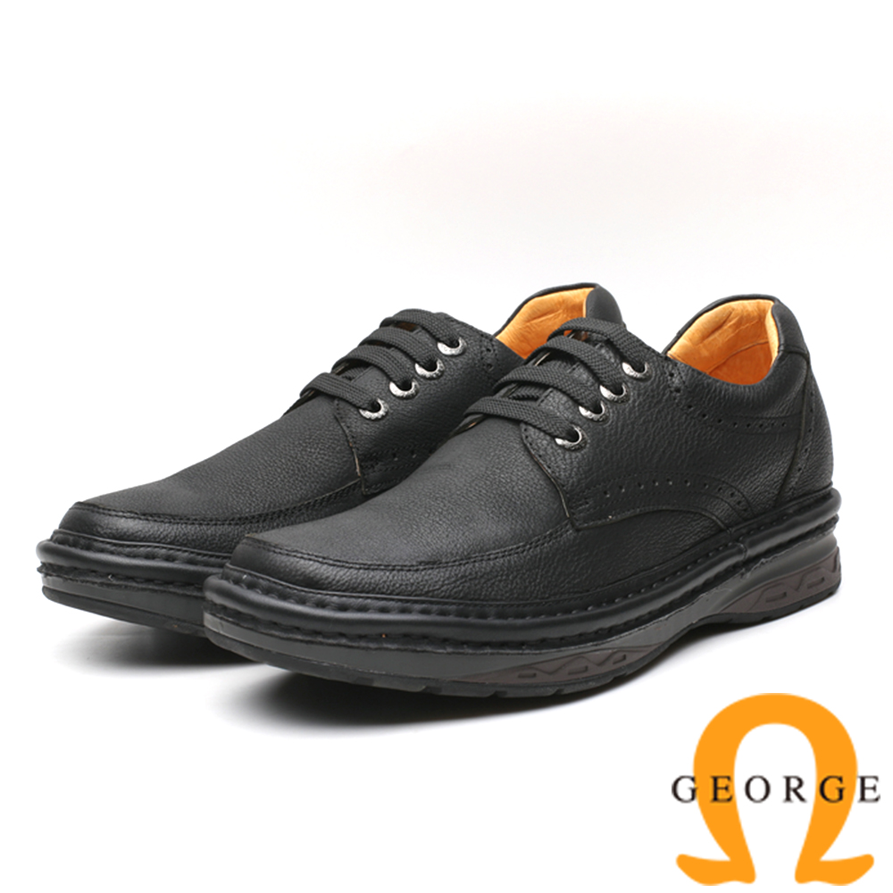 GEORGE 喬治-內增高系列 經典素面款綁帶休閒鞋-黑
