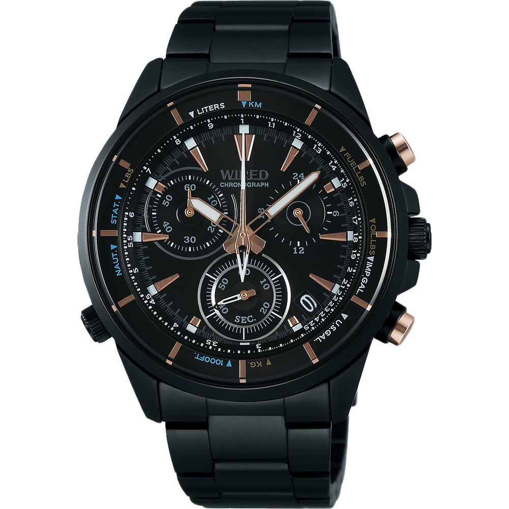 WIRED 日系獨立潮流計時腕錶(AY8001X1)-黑/42mm