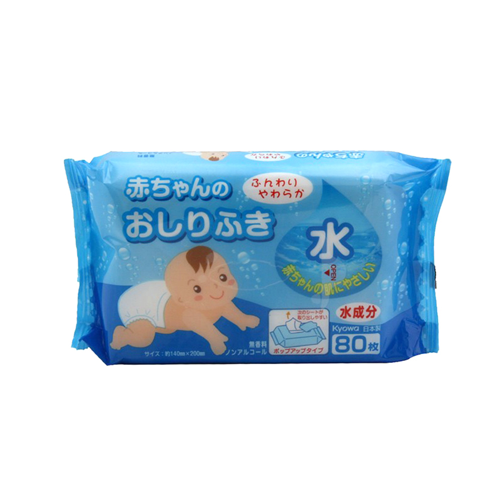 WAVA 日本KYOWA [無酒精/香料]寶寶臀部濕紙巾80枚