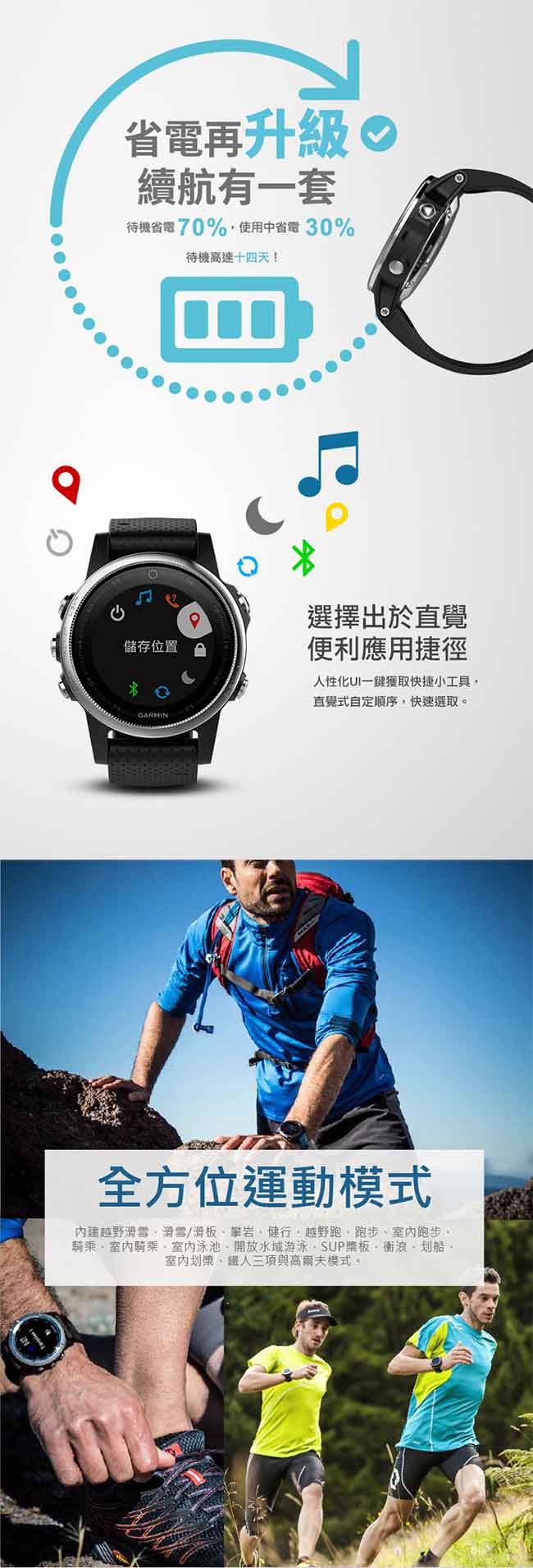 GARMIN fenix 5S 進階複合式戶外GPS腕錶-黑色