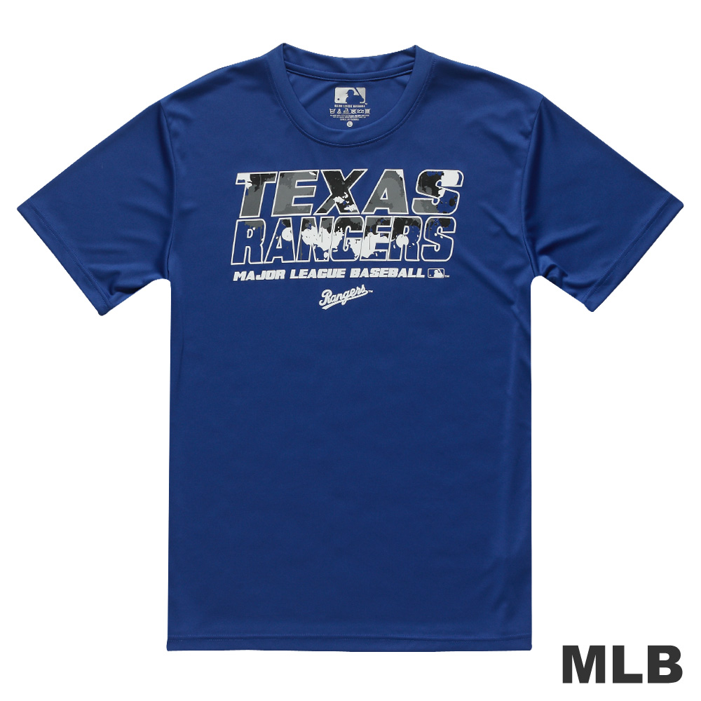 MLB-德州遊騎兵隊圖文遮色短袖快排T恤-藍(男)