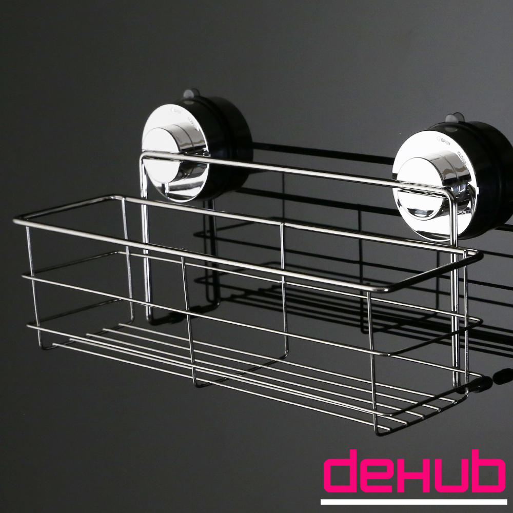 DeHUB 二代超級吸盤 不鏽鋼置物架(銀/大)