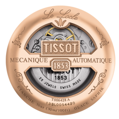 TISSOT LE LOCLE 力洛克 三針一線自動機械錶-玫瑰金x黑/40mm