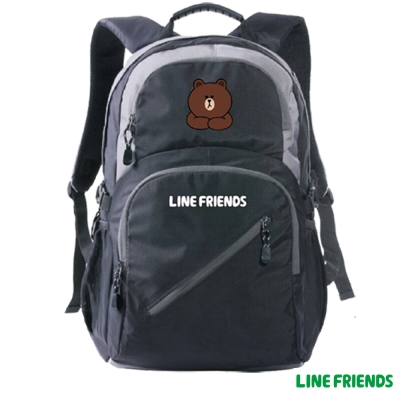 【LINE FRIENDS】運動休閒後背書包(黑/桃_LI-5586)