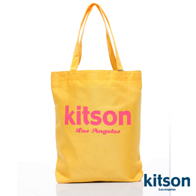 kitson  經典LOGO購物袋/托特包  黃