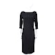 ELISABETTA FRANCHI 條紋蕾絲細節拼接黑色寬領絲質洋裝 product thumbnail 1