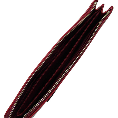 COACH經典C LOGO皮革塗層PVC L型手掛/長夾-紅