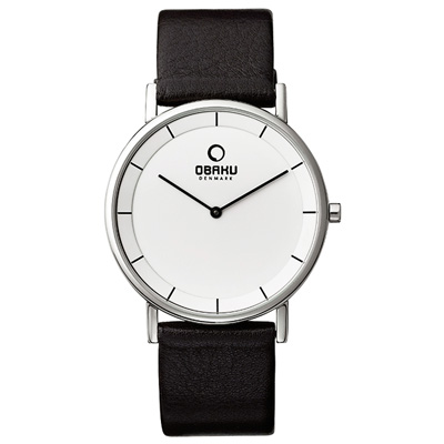 OBAKU 復刻極簡大面板時尚腕錶-白X咖啡/40mm