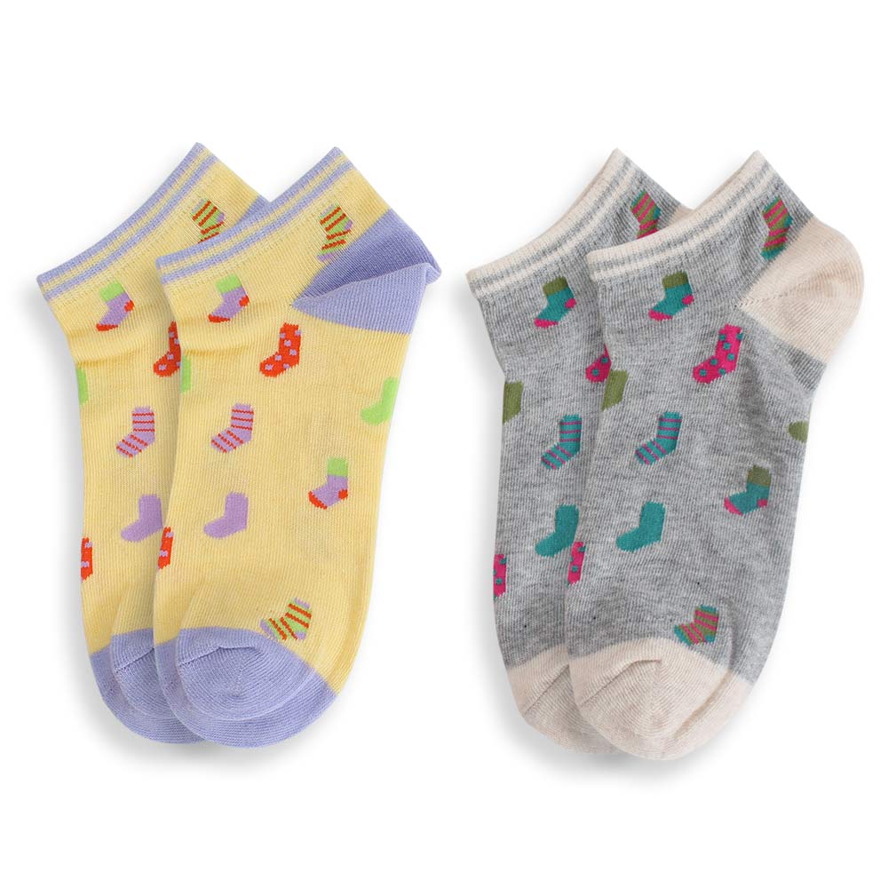 Blossom Gal 聖誕襪拼色塊造型短襪/船型襪2入組(共5色)
