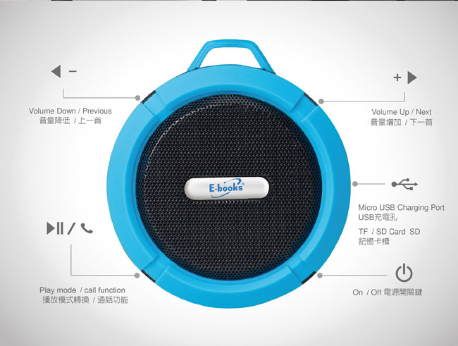 E-books D11 藍牙吸盤式防潑水隨身喇叭