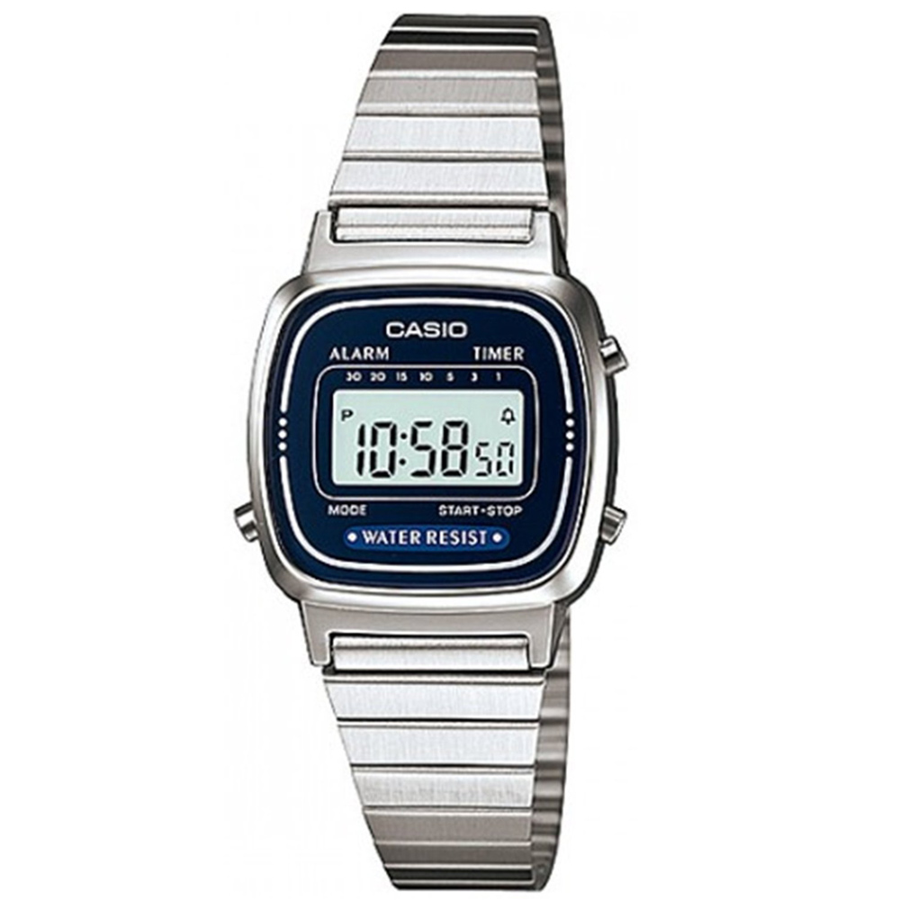 CASIO 經典復古風數位女腕錶(LA670WA-2)-深藍框/24.6mm