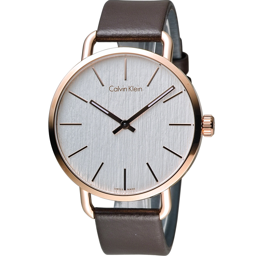 ck Calvin Klein K7B even 系列 頁岩自然風格時尚腕錶-白x玫瑰金