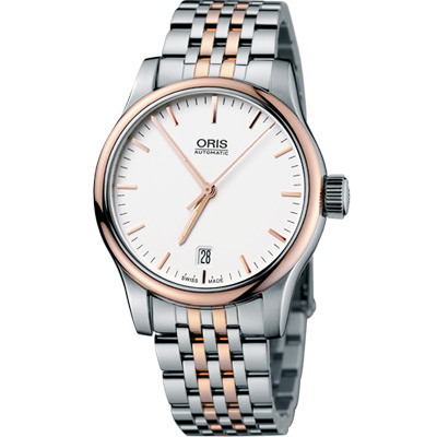 ORIS Classic 經典三針機械鋼帶腕錶-半金/36mm