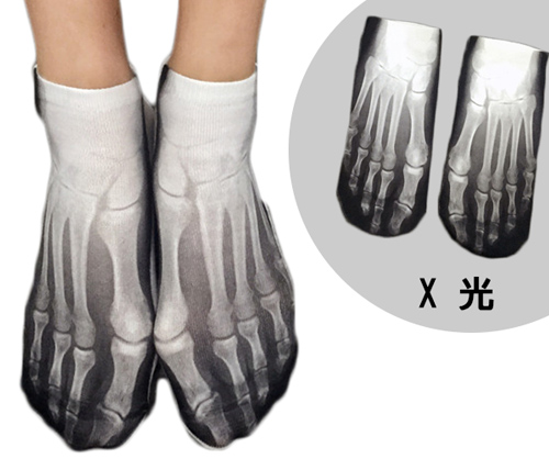 Wazi-趣味3D列印圖案短襪踝襪 (1組三入)