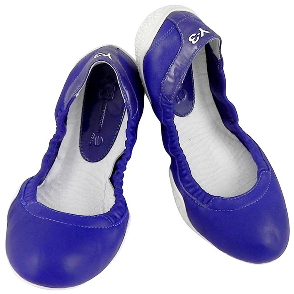 Y-3山本耀司 真皮弧形娃娃鞋-深藍色【女款US 6號】