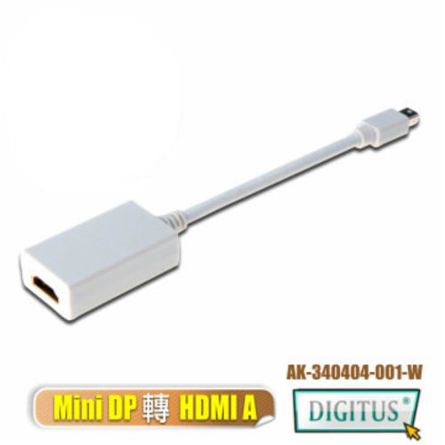 曜兆DIGITUS Mini DP(公)轉HDMI(母)互轉線-15公分