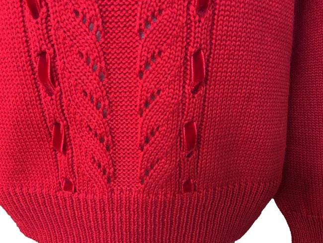 Annys氣質編織穿線設計毛衣上衣*5636紅