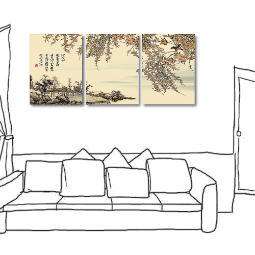 橙品油畫布 - 三聯無框圖畫藝術家飾品 - 江南好 30x40cm