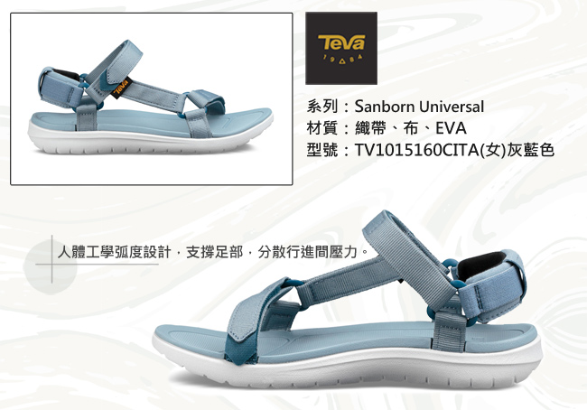 TEVA 美國 女 Sanborn Universal 輕量運動涼鞋 灰藍