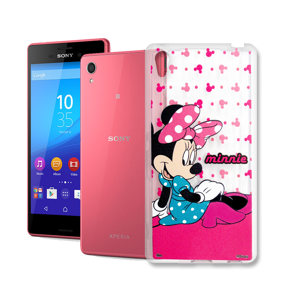 迪士尼授權 SONY Xperia M4 Aqua  透明軟式手機殼(優雅米妮)