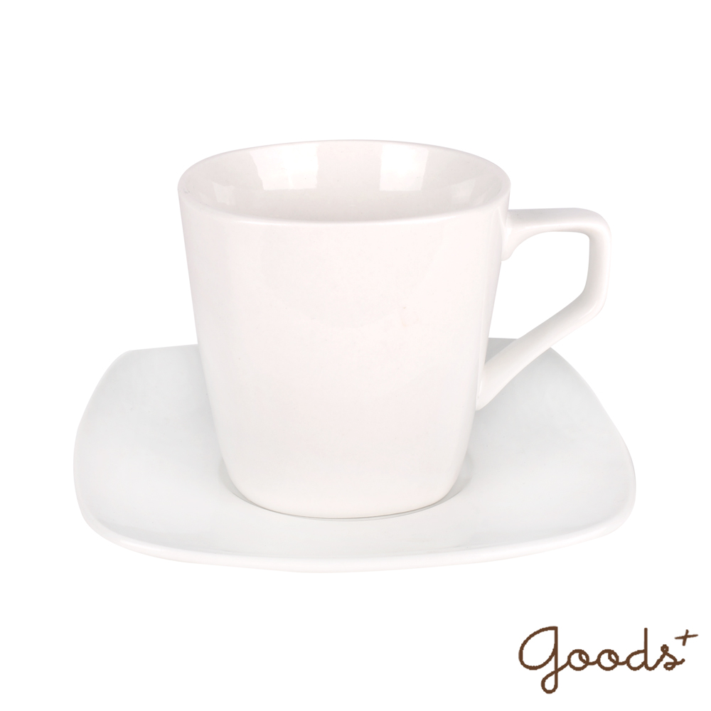 goods+ 午茶時光 陶瓷方耳咖啡杯盤組/馬克杯盤PX01